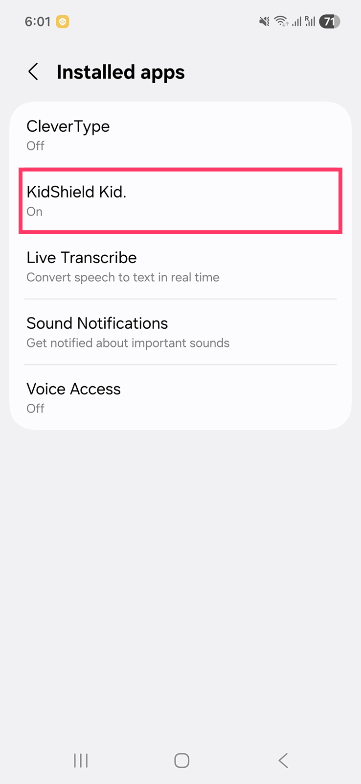 familyFence Installed Apps access enabled